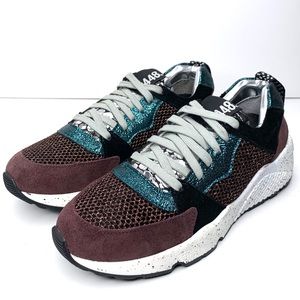 P448 Alex Sneakers Oil Metallic Mesh Lace Up Shoes